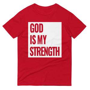 "God is my STRENGTH" T shirt BLK, BLUE & RED (unisex)
